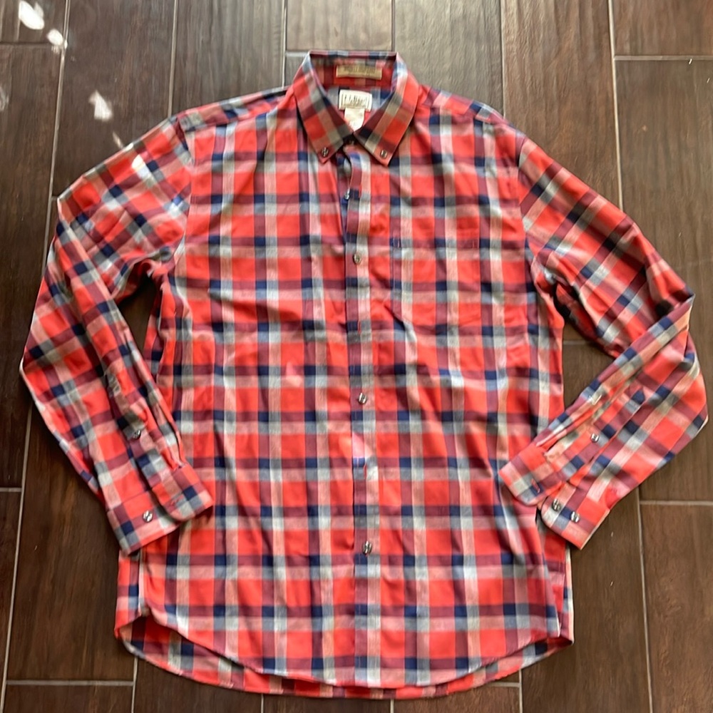 LL Bean plaid button down - M